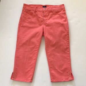 NYDJ Cropped Coral Pink Straight-leg Jeans Size 12